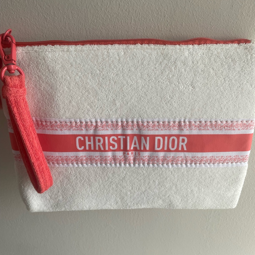 DIOR Beauty Terry Cloth Makeup Pouch/Bag NIB 9” x 7”